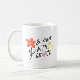 Caneca De Café Lindo Desabrochar Com Graça Flor Vermelha Desenhad