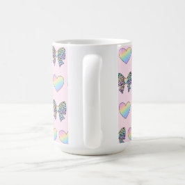 Caneca De Café lindo doce corações de arco-íris padrão gradiente 