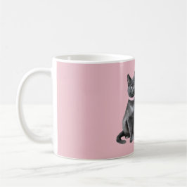 Caneca De Café Lindo em Cinza Rosa Gato