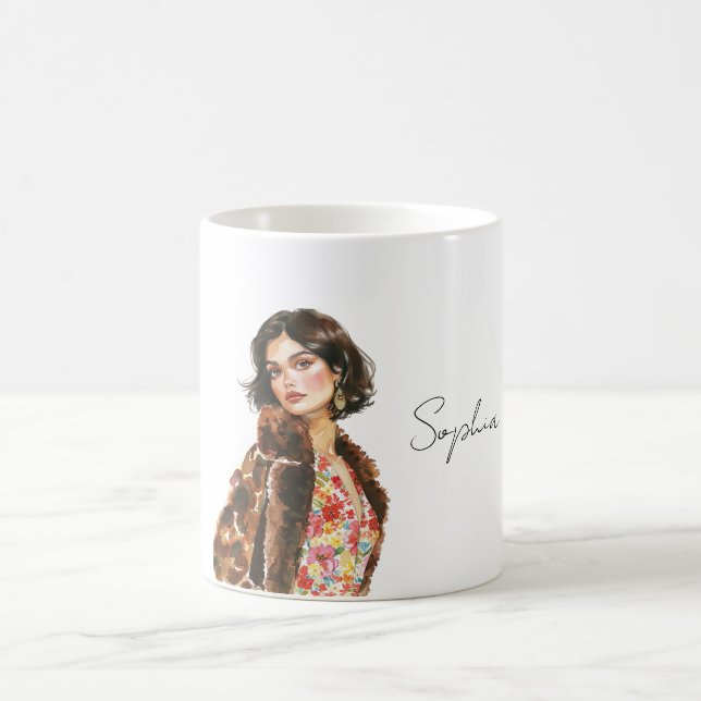 Caneca De Café Lindo em Floral Vermelho (Centro)