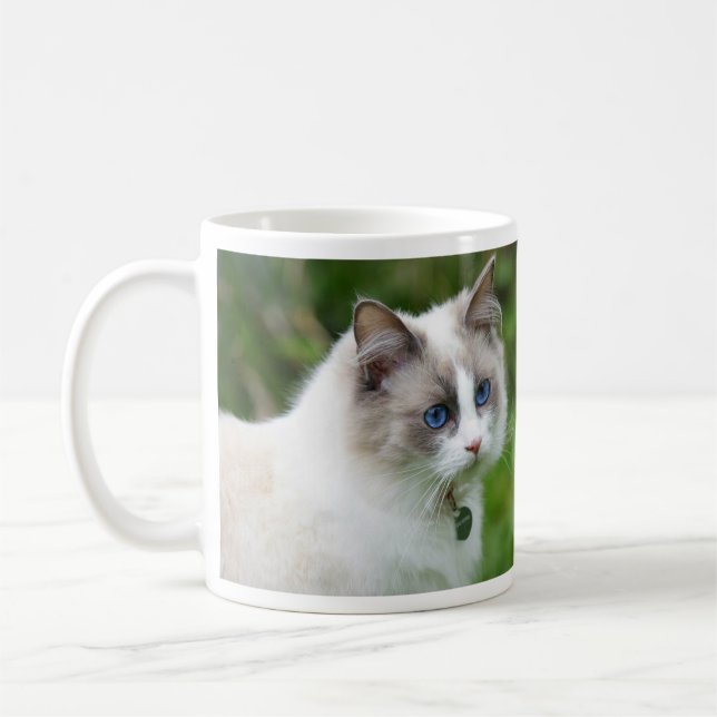 Caneca De Café Lindo Gatinho Ragdoll de Olhos Azuis (Esquerda)