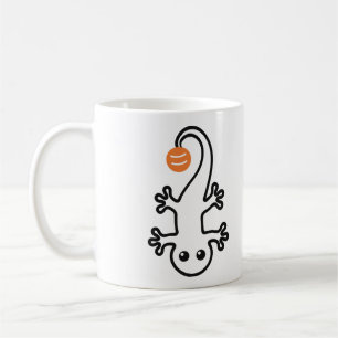 Caneca De Café Lindo Gecko Uma Linha Com Uma Bola Laranja