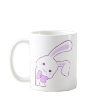 Lindo Kawaii Coelho Roxo Espiando com Laço