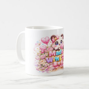 Caneca De Café Lindo Kawaii Feito Com Amor Nome do Gato Pastel Ro