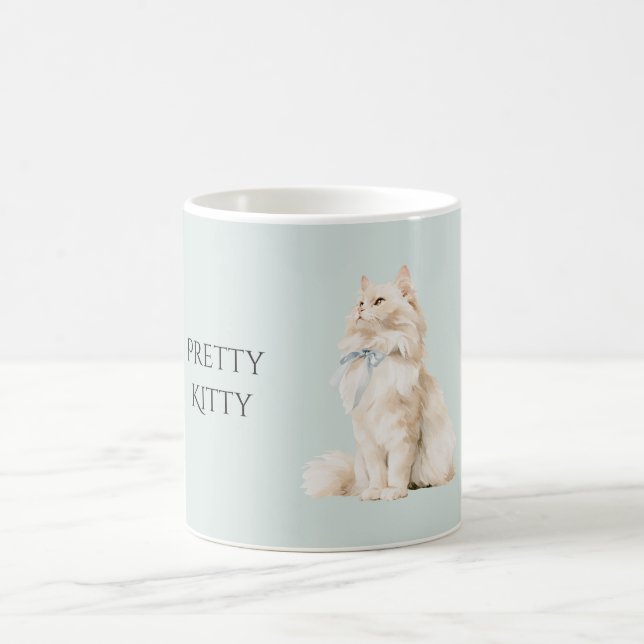 Caneca De Café Lindo Laço Azul Pretty Kitty (Centro)