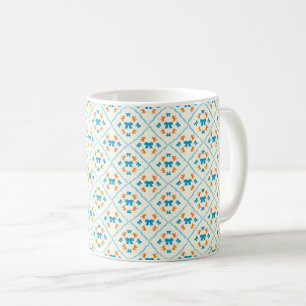 Caneca De Café Lindo Laço Geométrico de Azulejo Creme Coquete