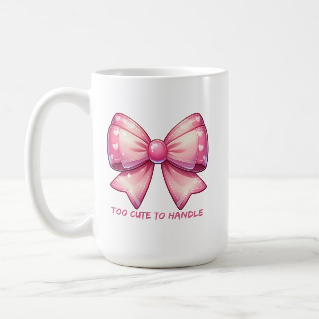Caneca De Café Lindo Laço Rosa - Massa Cute Para Segurar (Esquerda)