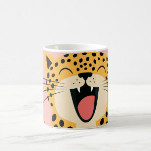 Caneca De Café Lindo Leopardo Selvagem Sorridente Feliz Desenho A
