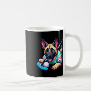Caneca De Café Lindo mascote de cachorro pastor alemão de hóquei
