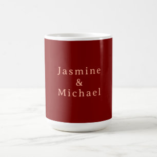 Caneca De Café Lindo Minimalista Nome Próprio Vermelho Escuro & P