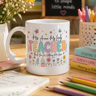 Caneca De Café Lindo Obrigado por me Ajudar a Crescer Floral