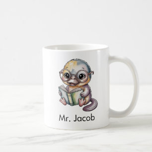 Caneca De Café Lindo Ornitorrinco Lendo um Livro Personalizado