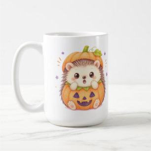 Caneca De Café Lindo ouriço em Fantasia de Abóbora Ilustração de