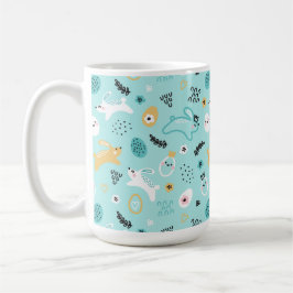 Caneca De Café Lindo padrão de Coelho da Páscoa Coelhinhos Kawaii