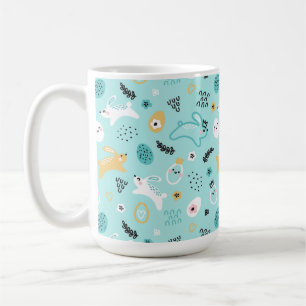 Caneca De Café Lindo padrão de Coelho da Páscoa Coelhinhos Kawaii
