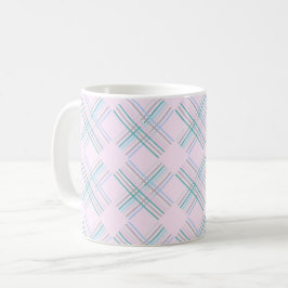 Caneca De Café Lindo padrão xadrez rosa bebê moderno