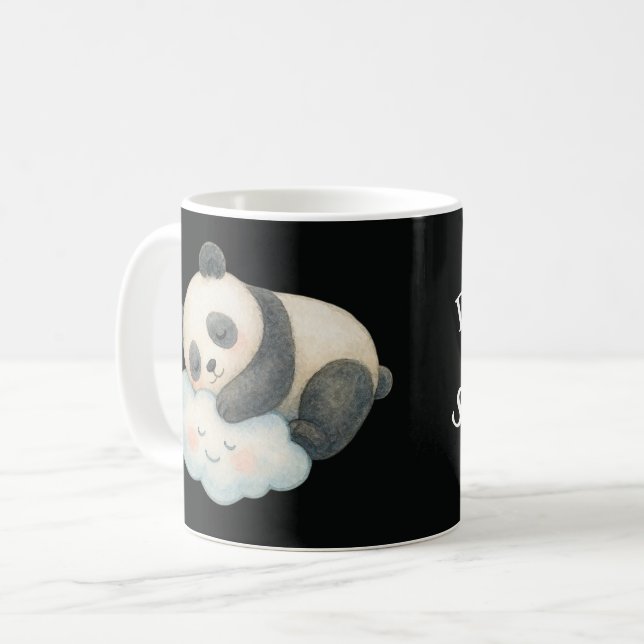 Caneca De Café Lindo Panda Sonolento na Nuvem Aquarela (Frente Esquerda)