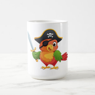 Caneca De Café Lindo papagaio pirata de desenho animado