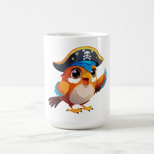 Caneca De Café Lindo papagaio pirata de desenho animado