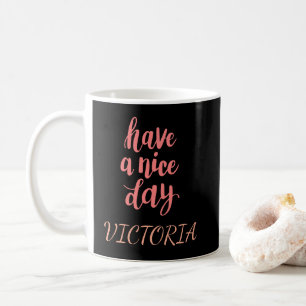 Caneca De Café Lindo Presente de Tipografia Rosa Tenha um Bom Dia