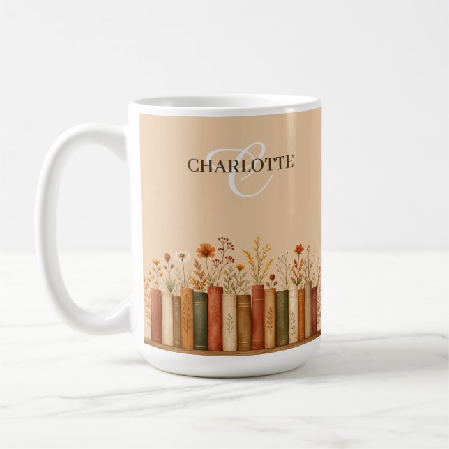Caneca De Café Lindo Presente Floral de Outono para Amantes de Li (Esquerda)