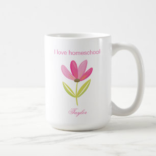 Caneca De Café Lindo primavera floral cor-de-rosa, escola