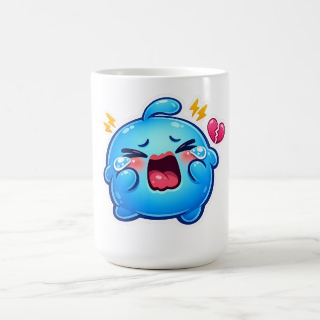 Caneca De Café Lindo Slime Azul Triste Kawaii Choramingando com C (Centro)