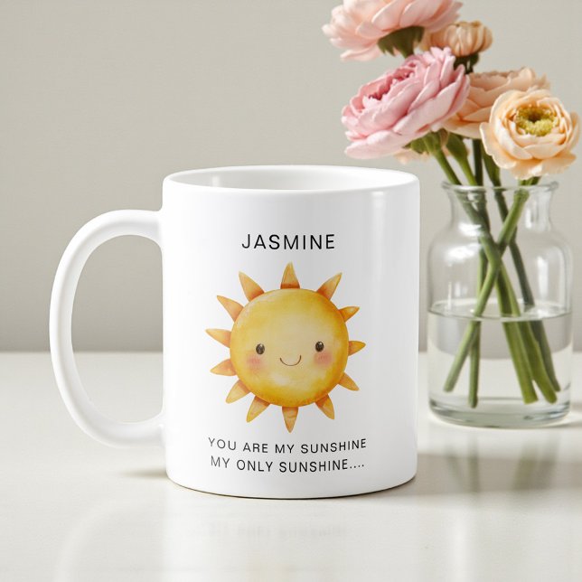 Caneca De Café Lindo Sol Aquarela Texto "Você É Meu Sol"  (Criador carregado)