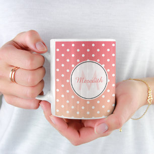 Caneca De Café Lindo Tom de Rosa Personalizado com Pontos Ombre