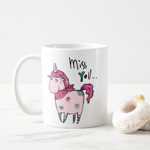 Caneca De Café lindo unicórnio de dia dos namorados coração de am