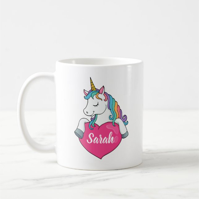 Caneca De Café Lindo Unicórnio Nome Personalizado  (Esquerda)