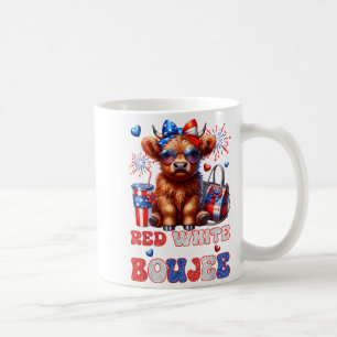 Caneca De Café Lindo Vaca Highland Vermelho Branco E Boujee 4 De