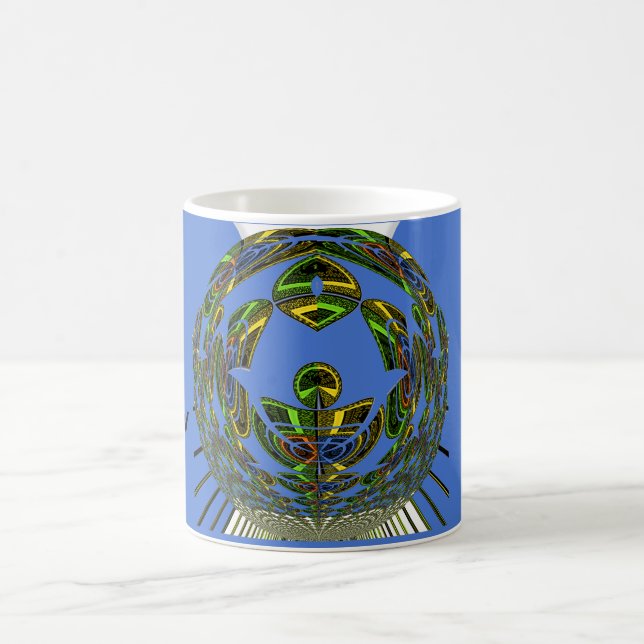 Caneca De Café Lindo Vetor Étnico Tradicional Africano Azul (Centro)