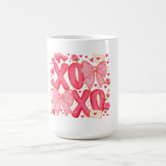 Caneca De Café Lindo XOXO Arcos de São Valentão Corações Rosa Coq