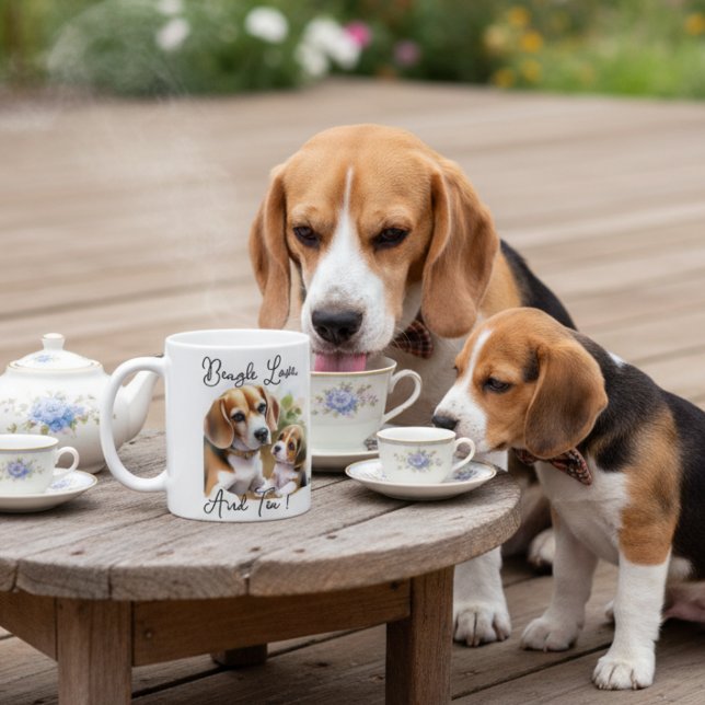 Caneca De Café Lindos Amores do Chá e do Beagle Sandy Browns (Criador carregado)