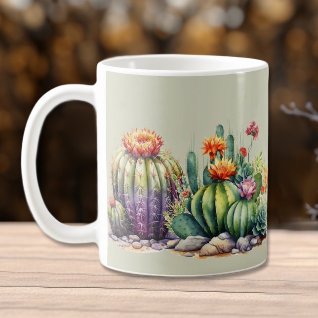 Caneca De Café Lindos Cactos Flores (Criador carregado)