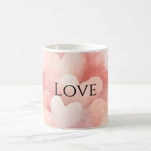 Caneca De Café Lindos Corações de Rosa Beijado Amor