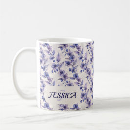Caneca De Café Lindos Flores Românticas de Primavera Violeta Femi