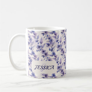 Caneca De Café Lindos Flores Românticas de Primavera Violeta Femi