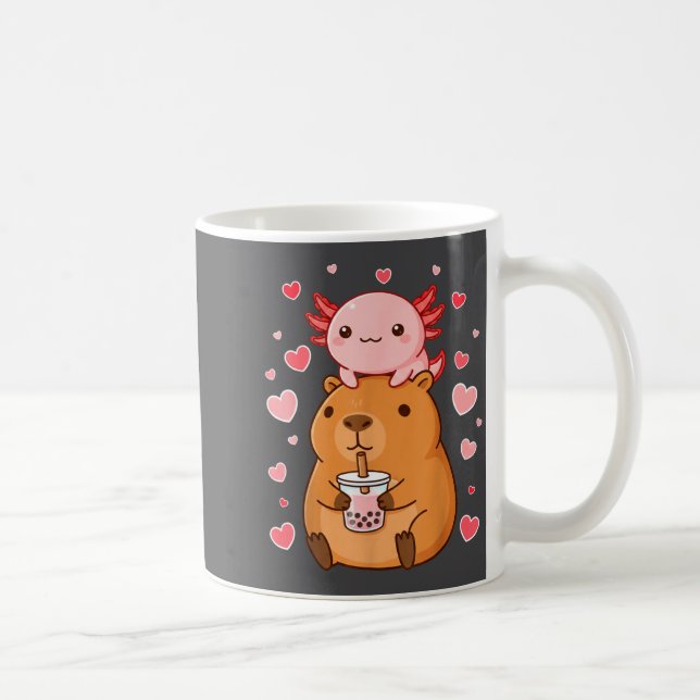 Caneca De Café Lindos Kawaii Axolotl Capybara Chá Bubble Meninas  (Direita)