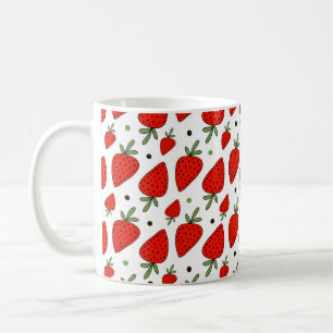 Caneca De Café Lindos morangos vermelhos, padrão sem descontinui