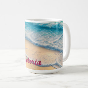 Caneca De Café Lindos Oceanos de Praia Ondas Areia Palmeiras