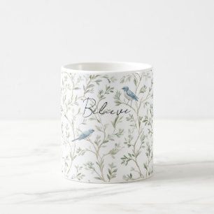 Caneca De Café Lindos Pássaros Azuis Creem
