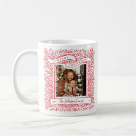Caneca De Café Lindos ramos Vermelho e Branco Foto Natal