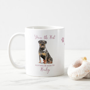 Caneca De Café Lindos Rottweiler em Aquarela Melhor Mãe de Cachor