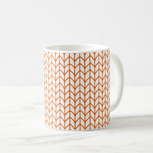 Caneca De Café LINE Dourada KNIT White Mug (Frente Esquerda)