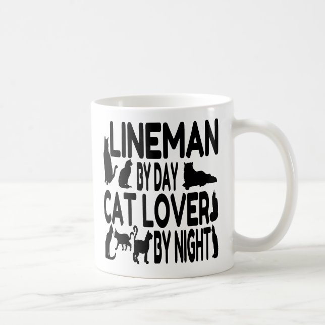 Caneca De Café Lineman ama Gatos (Direita)