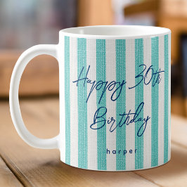 Caneca De Café Linen Look Strike Feliz Aniversário 30 Mint