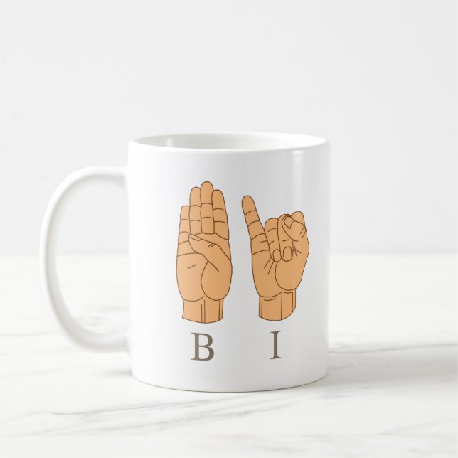 Caneca De Café Linguagem de Sinais Bi Bissexual (Esquerda)