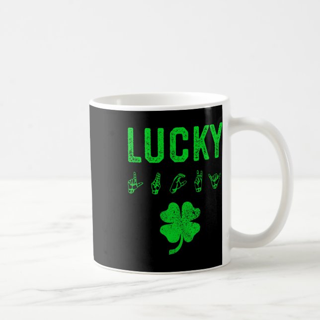 Caneca De Café Linguagem de Sinais Sortuda Conscientização dos Su (Direita)